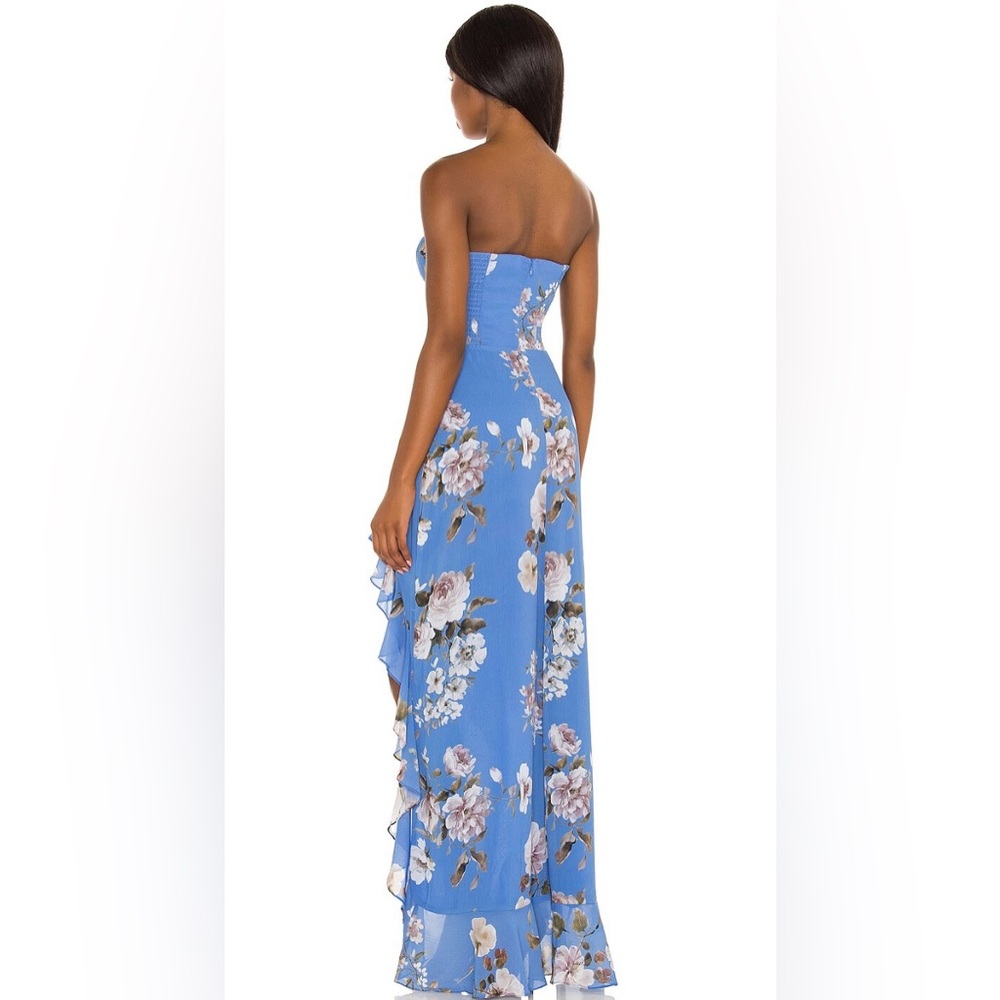 Amanda Uprichard Eden Blue Strapless Asymmetrical Cocktail Dress - Picture 2 of 7